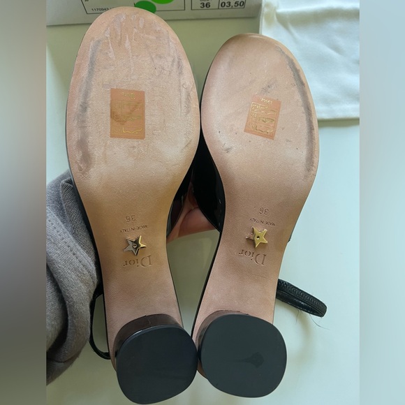🔴Authentic NEW Christian Dior Logo Patent Leather Slingback Pumps Women's Shoes - Picture 5 of 11